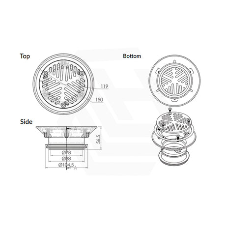 3Monkeez 100mm Vinyl Floor Waste (suits 100mm pipe)