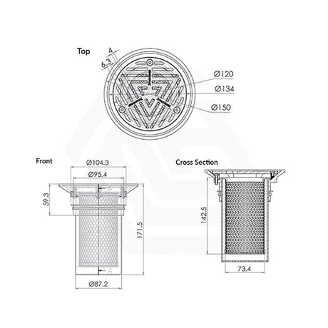 3Monkeez 150mm Round Stainless Steel Vinyl Floor Waste Arrestor (suits 100mm pipe) (Heel Proof)