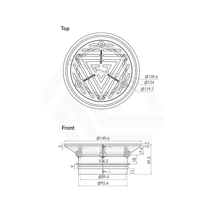 3Monkeez 150mm Round Stainless Steel Vinyl Floor Waste (suits 100mm pipe)