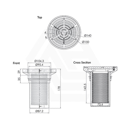 3Monkeez 150mm Round Stainless Steel Floor Waste Arrestor (suits 100mm pipe) (Heel Proof)