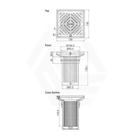 3Monkeez 150mm Square Floor Waste Arrestor (suits 100mm pipe) (Heel Proof)