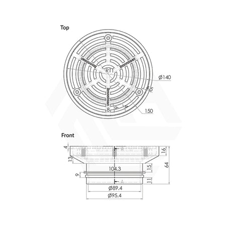 3Monkeez Commercial 150mm Stainless Steel 304/316 Round Floor Waste (suits 100mm pipe)