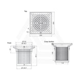 3Monkeez 200mm Square Stainless Steel Floor Waste Arrestor (suits 150mm pipe)