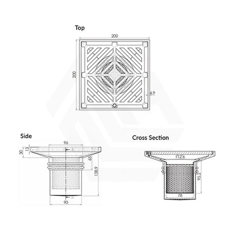 3Monkeez 200mm Square Stainless Steel Floor Waste Arrestor