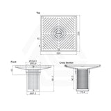 3Monkeez 250mm Square Stainless Steel Floor Waste Arrestor (suits 100mm pipe) (Heel Proof)
