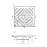 3Monkeez 250mm Square Stainless Steel Floor Waste (suits 150mm pipe) (Heel Proof)