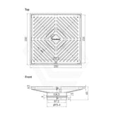 3Monkeez 250mm Square Stainless Steel Floor Waste (suits 100mm pipe) (Heel Proof)