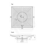 3Monkeez 300mm Square Floor Waste (suits 150mm pipe) (Heel Proof)