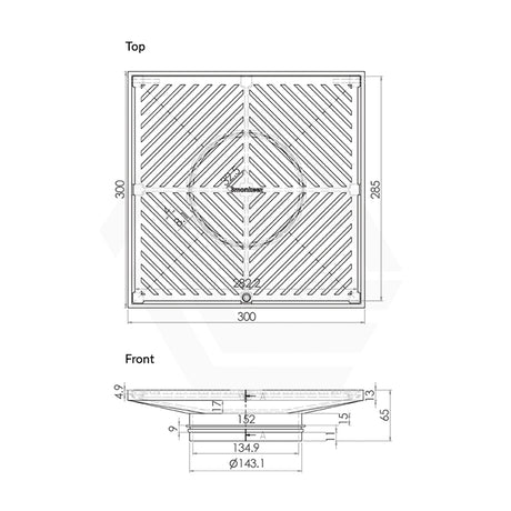 3Monkeez 300mm Square Floor Waste (suits 150mm pipe) (Heel Proof)
