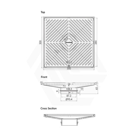 3Monkeez 300mm Square Floor Waste (suits 100mm pipe) (Heel Proof)