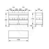 1200/1500/1800Mm 4-Drawer Bathroom Freestanding Leg Vanity Single/Double Multi-Colour Cabinet Only