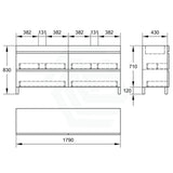 1200/1500/1800Mm 4-Drawer Bathroom Freestanding Leg Vanity Single/Double Multi-Colour Cabinet Only
