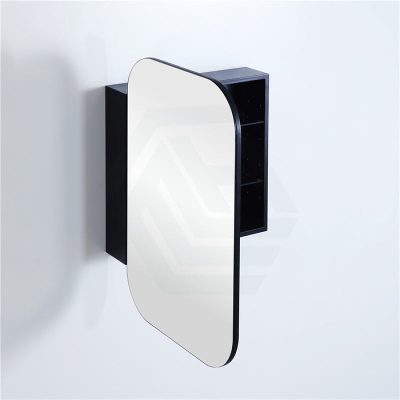 400Mm / 600Mm Matt Black Pvc Shaving Cabinet Pencil Mirror Wall Hung For Bathroom