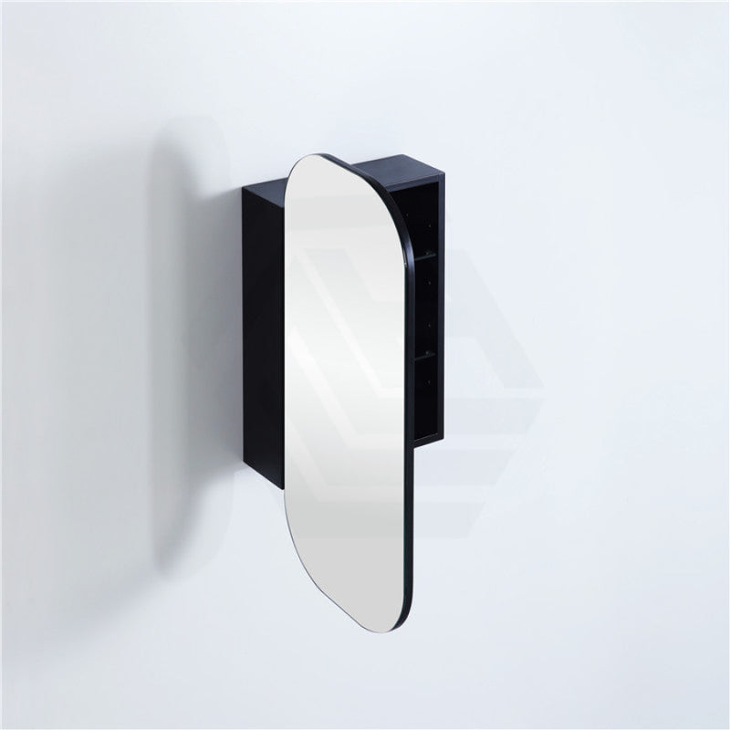 400Mm / 600Mm Matt Black Pvc Shaving Cabinet Pencil Mirror Wall Hung For Bathroom