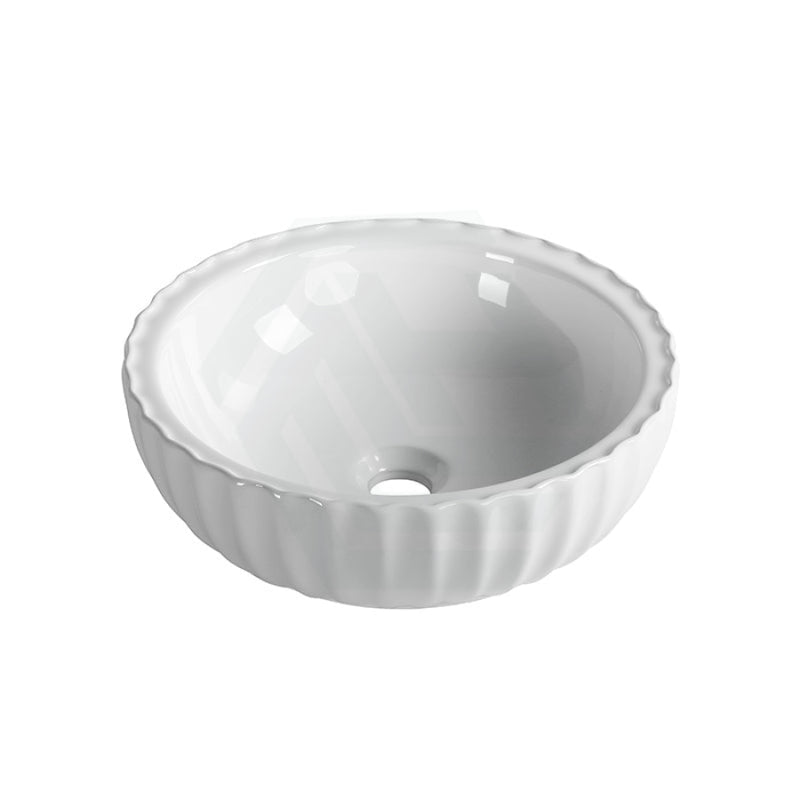 400Mm Round Above Counter Ceramic Basin Special Shape Gloss White Basins