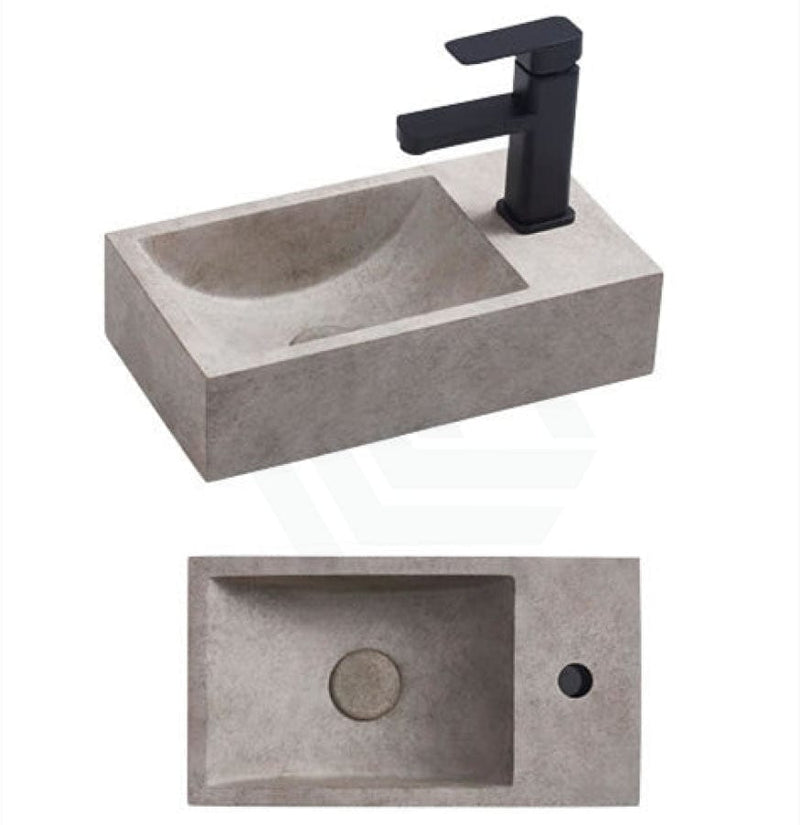 400X220X100Mm Rectangle Above Counter Concrete Basin Burberry Stone Pop Up Waste Included Left Or