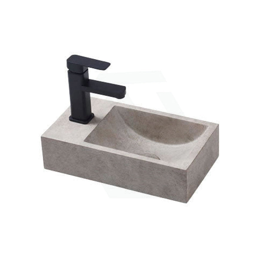 400X220X100Mm Rectangle Above Counter Concrete Basin Burberry Stone Pop Up Waste Included Left 