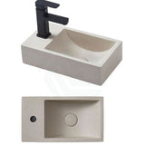 400X220X100Mm Rectangle Above Counter Concrete Basin White Sandstone Pop Up Waste Included Left 