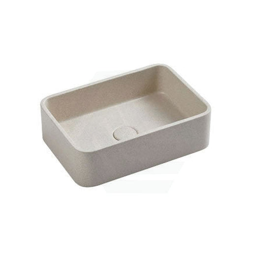 400X280X120Mm Rectangle Above Counter Concrete Basin White Sandstone Pop Up Waste Included Basins