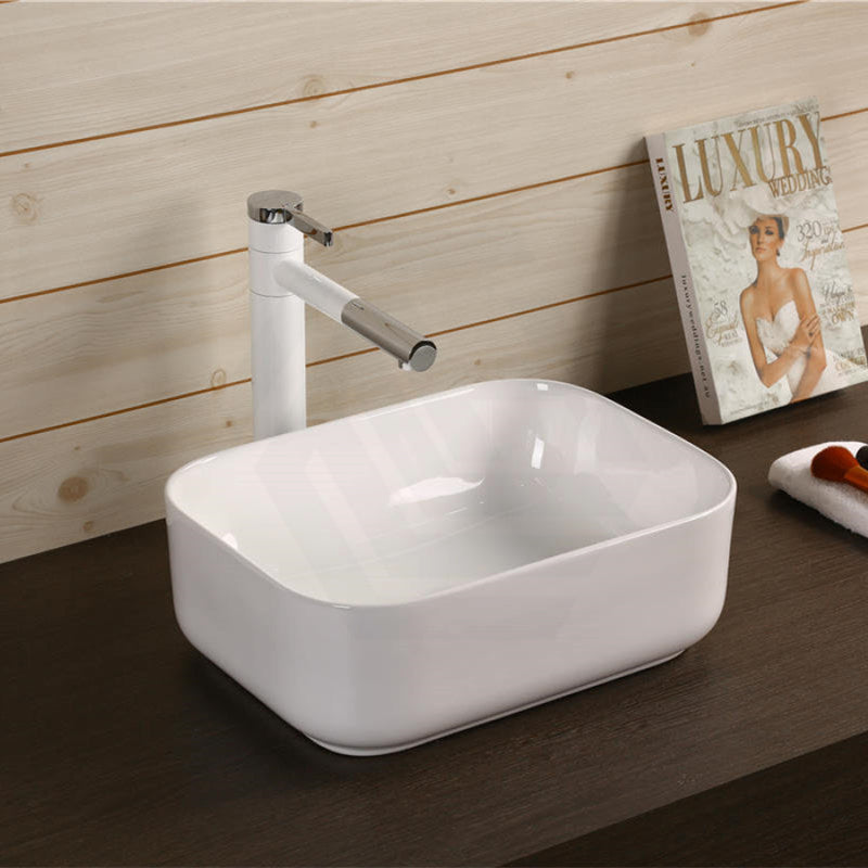 400X300X140Mm Above Counter Ceramic Basin Gloss White For Bathroom