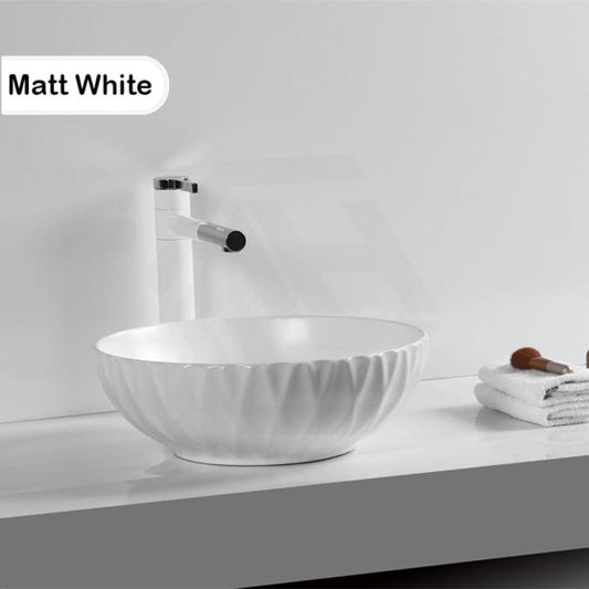 Above Counter Basin Ceramic Round Diagonal Matt White