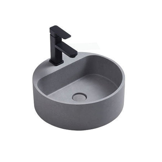 400X400X140Mm Round Above Counter Concrete Basin French Grey Pop Up Waste Included Basins