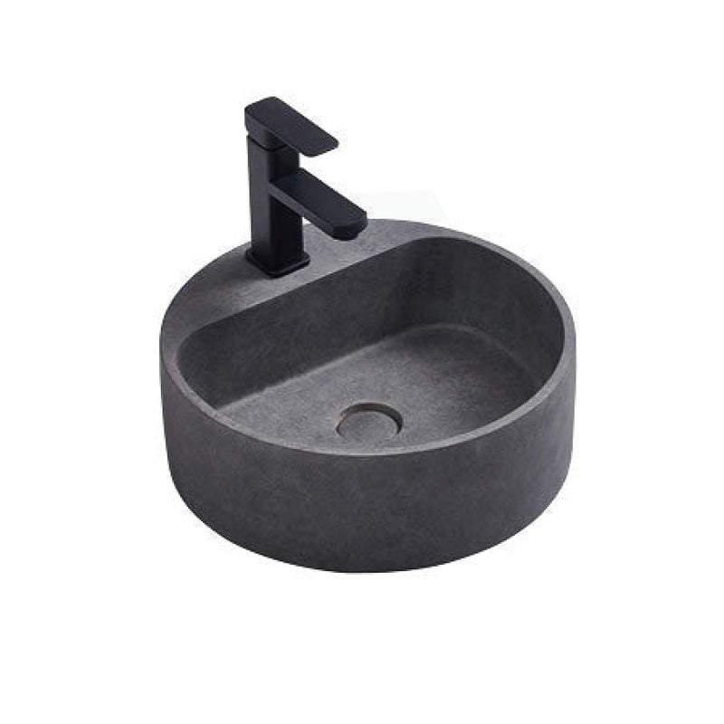 400X400X140Mm Round Above Counter Concrete Basin Light Charcoal Pop Up Waste Included Basins