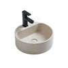 400X400X140Mm Round Above Counter Concrete Basin White Sandstone Pop Up Waste Included Basins