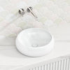 400X400X140Mm Round Bellevue Fluted Above Counter Basin Ceramic Gloss White Basins