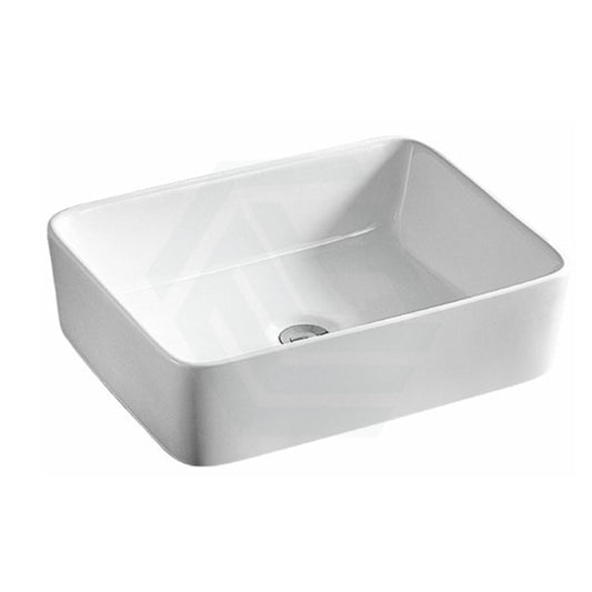 405X305X130Mm Rectangle Above Counter Gloss White Ceramic Wash Basin