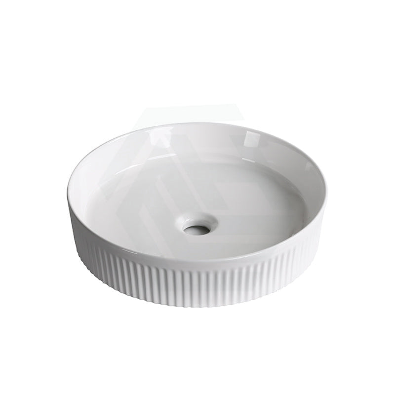 405X405X100Mm Round Above Counter Ceramic Basin Gloss White Basins