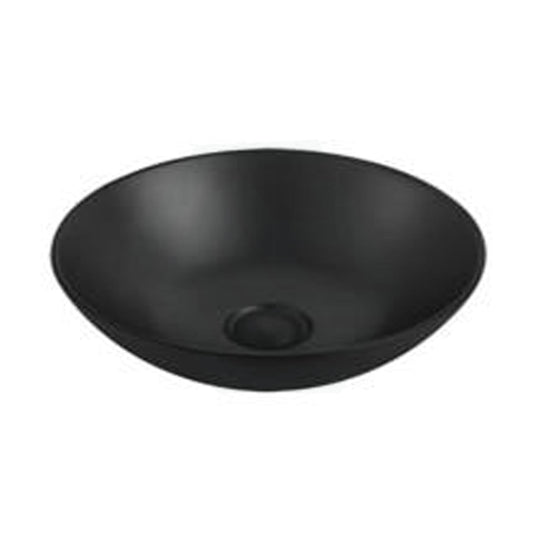 405X405X115Mm Round Matt Black Above Counter Ceramic Basin