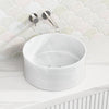 408X408X180Mm Round Gloss White Ceramic Above Counter Wash Basin Textured Outside Basins