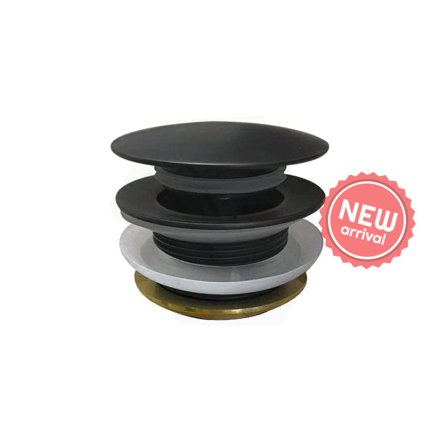 40Mm Matt Black Solid Brass Bathtub Mushroom Pop Up Waste Drain No Overflow Basin Wastes
