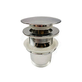40mm Solid Brass Bathtub Pop Up Waste Drain With Overflow Chrome Finished Basin Wastes