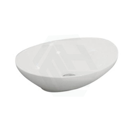 410X335X145Mm Oval Above Counter Gloss White Ceramic Basin
