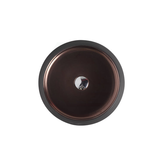 410X410X140Mm Round Art Black & Copper Above Counter Basin Top
