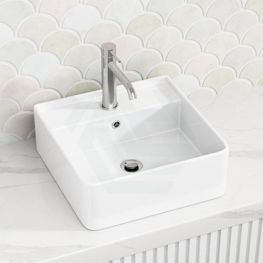 410X410X150Mm Above Counter/Wall-Hung Square White Ceramic Basin One Tap Hole Wall Hung Basins