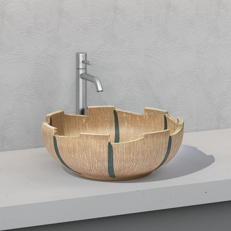 Bathroom Basin Above Counter Round Porcelain Special Rim