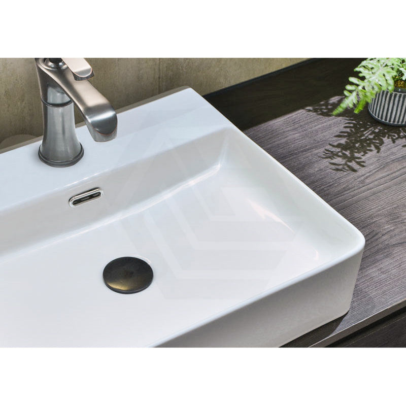 410X420X130Mm Above Counter / Wall Hung Rectangle Gloss White Ceramic Basin One Tap Hole