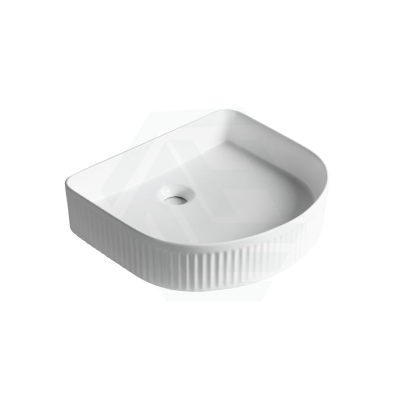 415X365X100Mm Above Counter Ceramic Basin D-Shape Matt White For Bathroom Special Shape Basins