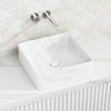 415X415X135Mm Square Gloss White Above Counter Ceramic Wash Basin Ultra Slim Basins