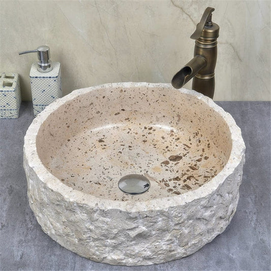Above Counter Stone Basin Marble Surface Round