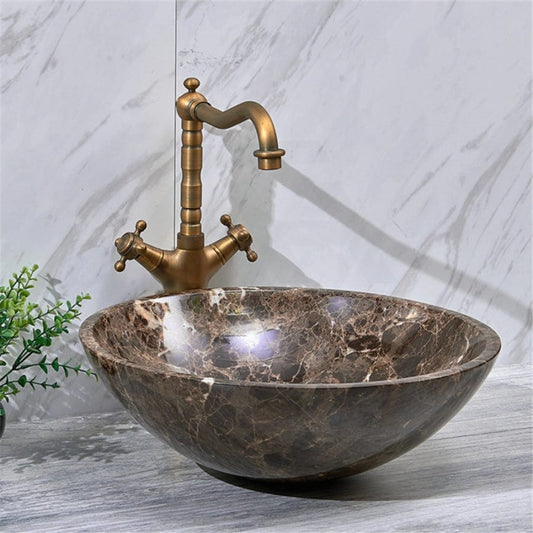 Above Counter Stone Basin Marble Round