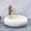 Above Counter Stone Basin White Marble Round