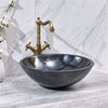 Bathroom Stone Basin Black Marble Above Counter Round
