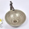 Above Counter Stone Basin Round Wooden Grey Marble