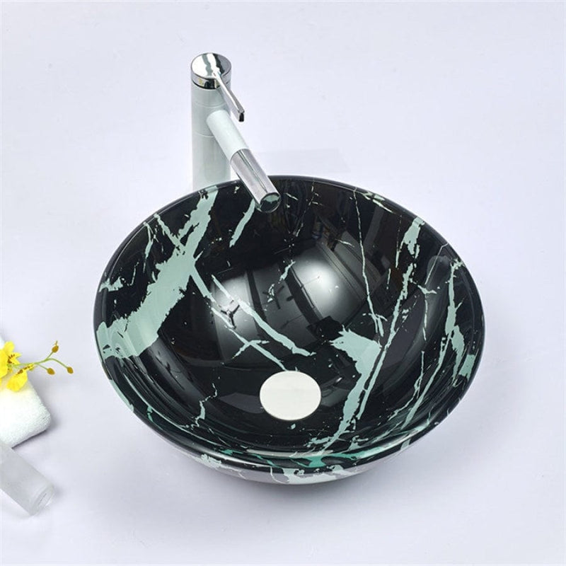 420X420X145Mm Double Layer Glass Basin Round Shape In 17Mm Thickness