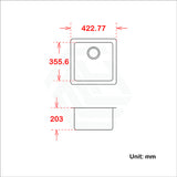 422X422X203mm Black Granite Quartz Stone Kitchen/ Laundry Sink Single Bowl Top/ Under Mount