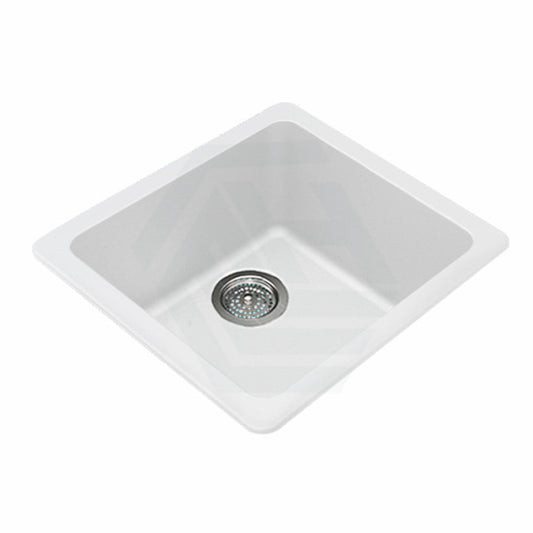 White Granite Quartz Stone Kitchen/laundry Sink Single Bowl Top/under Mount 422*422*203Mm